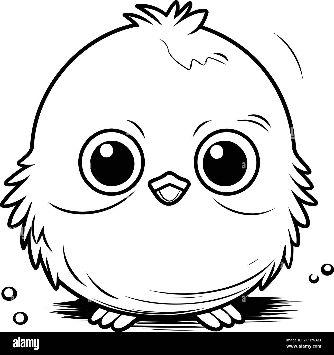 Pollo bebã de dibujos animados imãgen de stock en blanco y negro