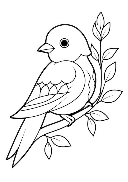 Premium ai image cute bird for kids coloring page