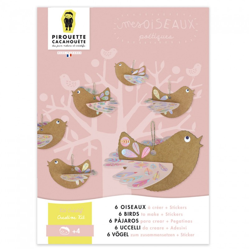 Cardboard bird to assemble and to beautify with feather