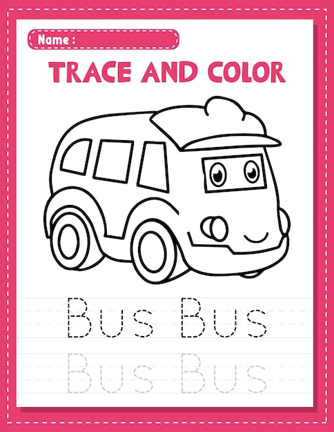 Premium vector english handwriting word tracing and coloring worksheets for preschool