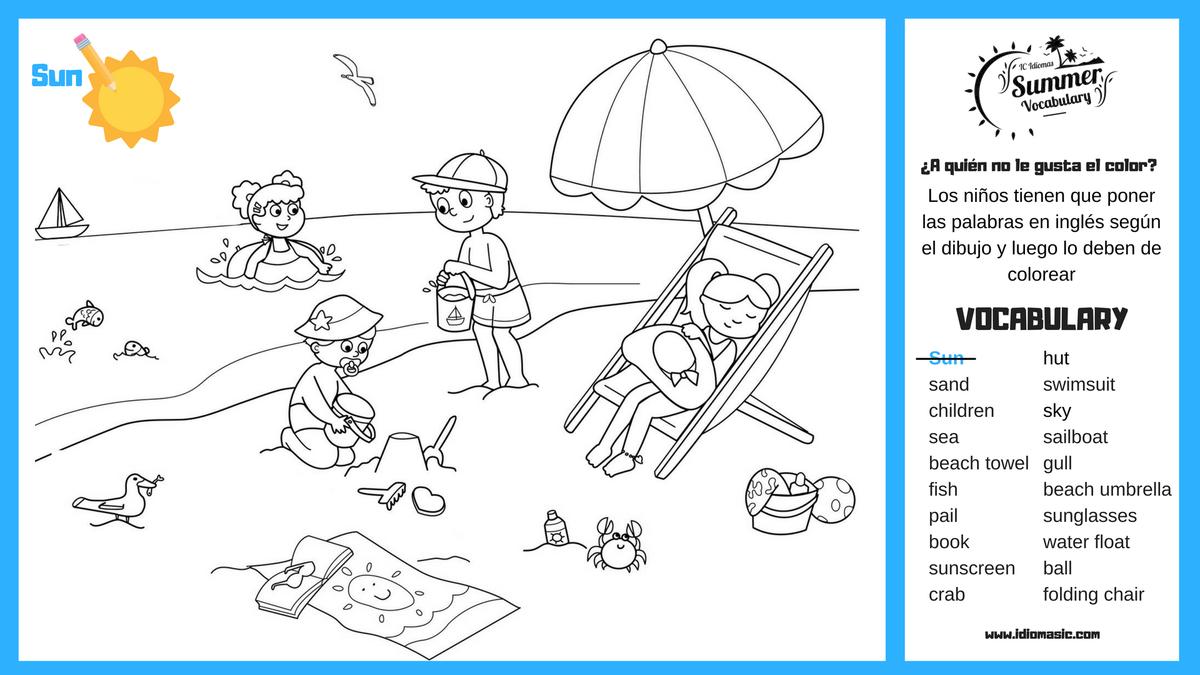 Ic idiomas on x summer vocabulary ð vocabulario para el verano en ingles en este post podrãs encontrar una hoja para colorear ideal para niãos una infografãa un juego para memorizar el