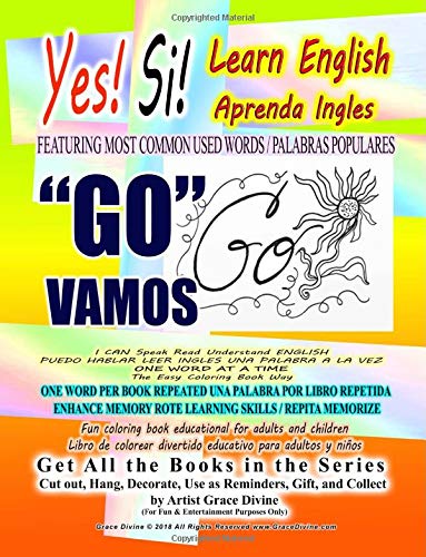 Yes si learn english aprenda ingles featuring most mon used words palabras populares go vamos i can speak read understand english puedo divertido educativo para adultos y niãos