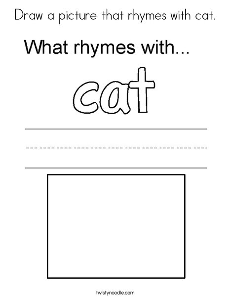 Draw a picture that rhymes with cat coloring page