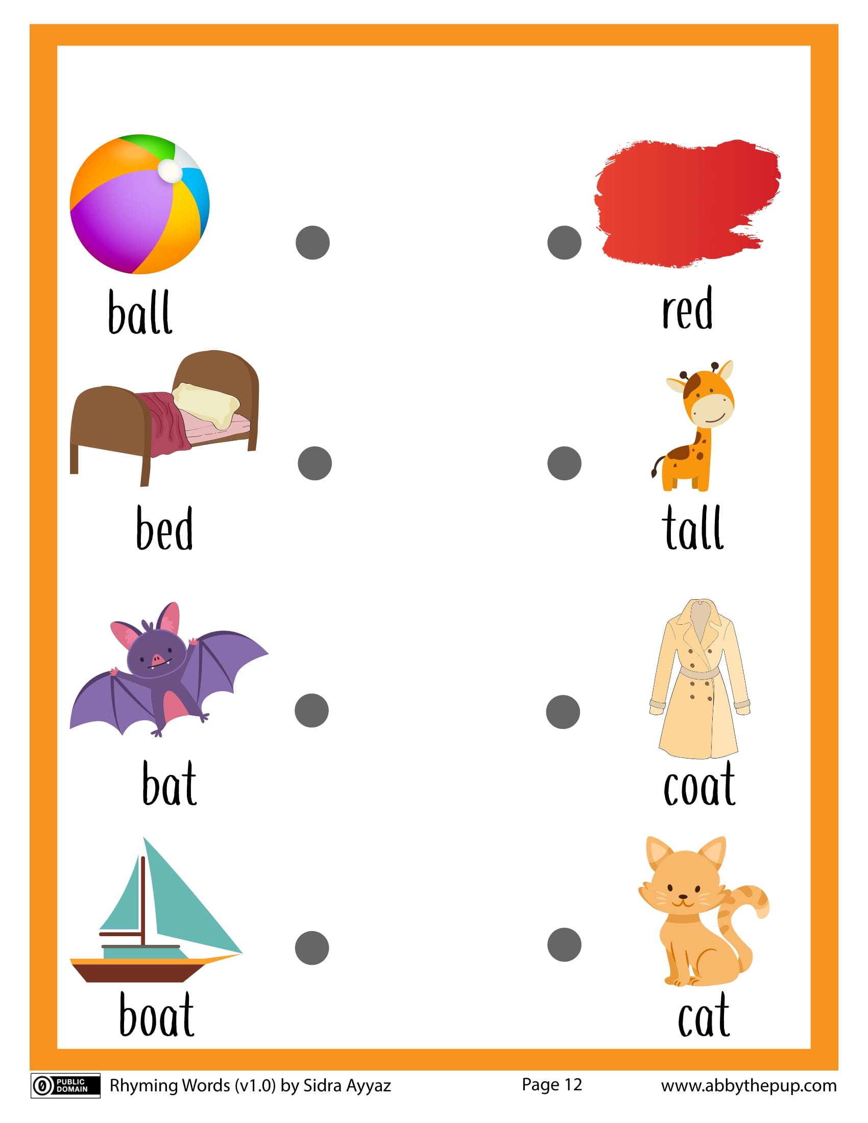 Match english rhyming words worksheet free printable puzzle games