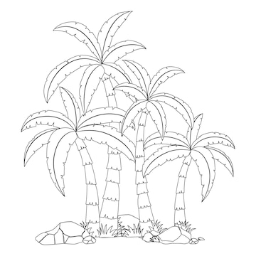 Premium vector hand drawn trees coloring pages for kids tree outline vector art
