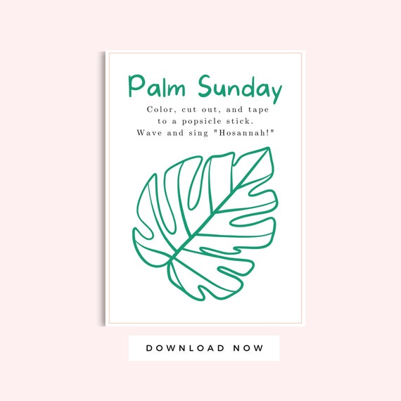 Palm sunday kid activity printable craft for kids toddler and preschool easter coloring page instant download palm leaves palm branch