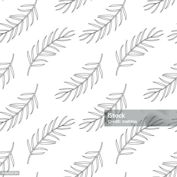 Seamless pattern with palm leaf coloring page for adults stock illustration