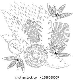 Thousand colouring book palm leaf royalty