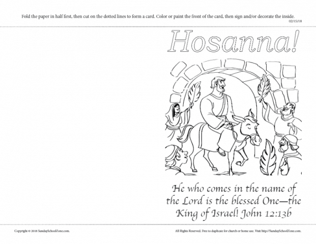 Palm sunday greeting card with john b on sunday school zone