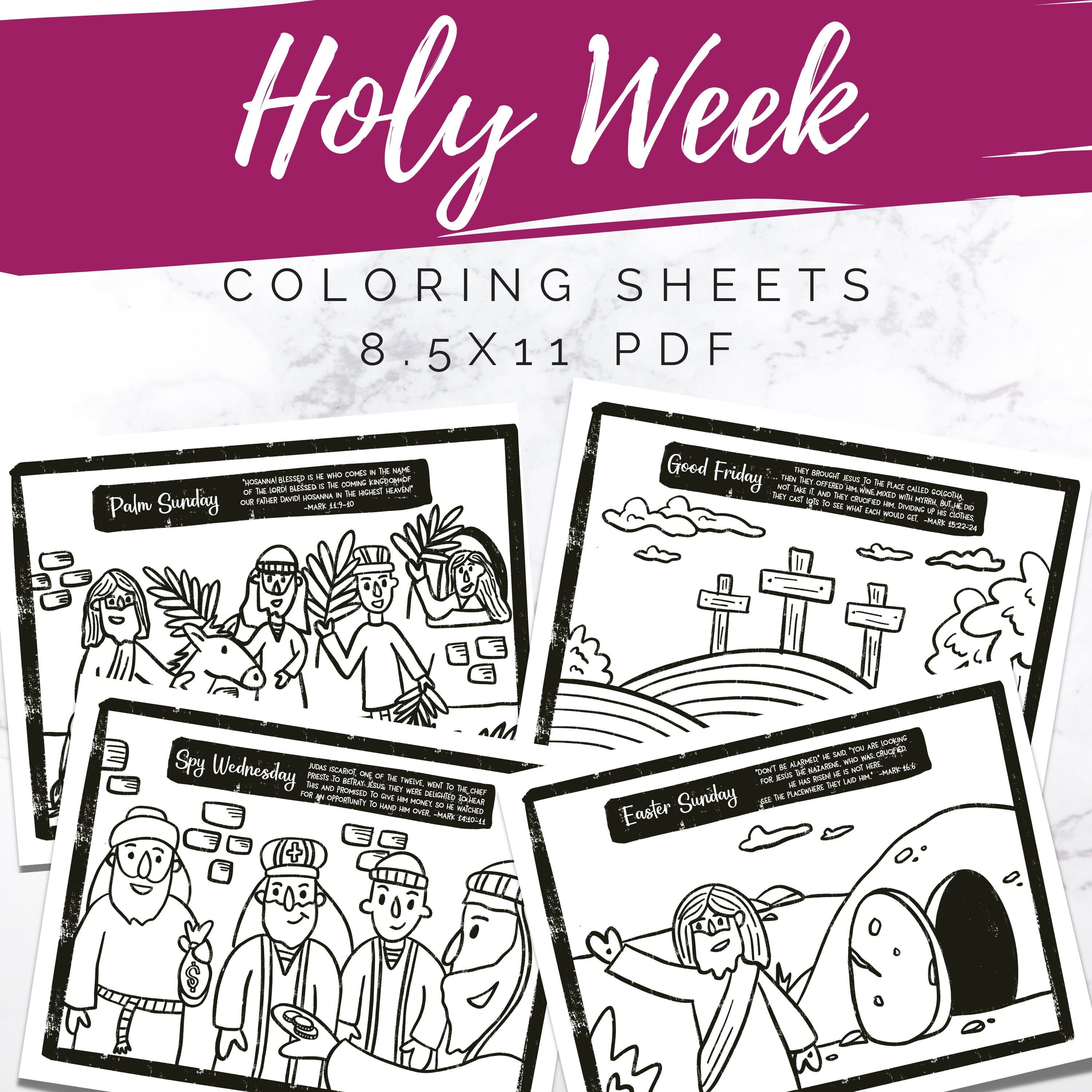 Holy week coloring sheets easter story holy week coloring pages palm sunday to easter holy week activities for kids