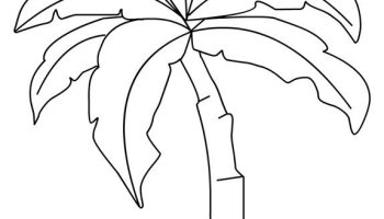 Green tropical leaf template coloring page