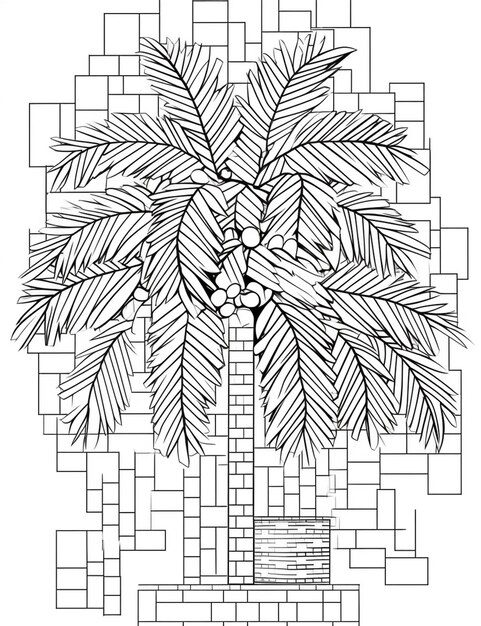 Premium ai image a palm tree with a pattern of leaves and the words palm tree on it