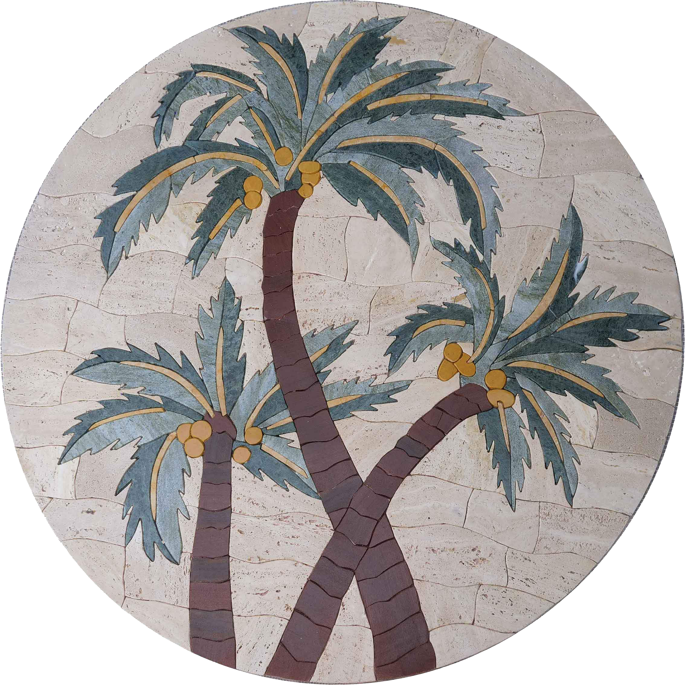 Palm trees petal mosaic medallion flowers and trees