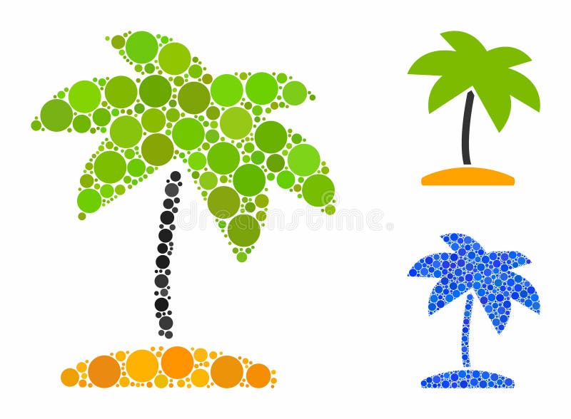Island tropic palm mosaic icon of round dots stock vector