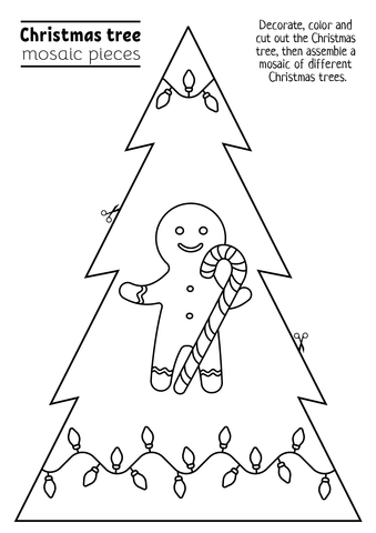Tessellation christmas tree piece coloring page free printable coloring pages