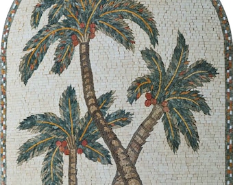 Mosaic tile patterns leaf of palm trees