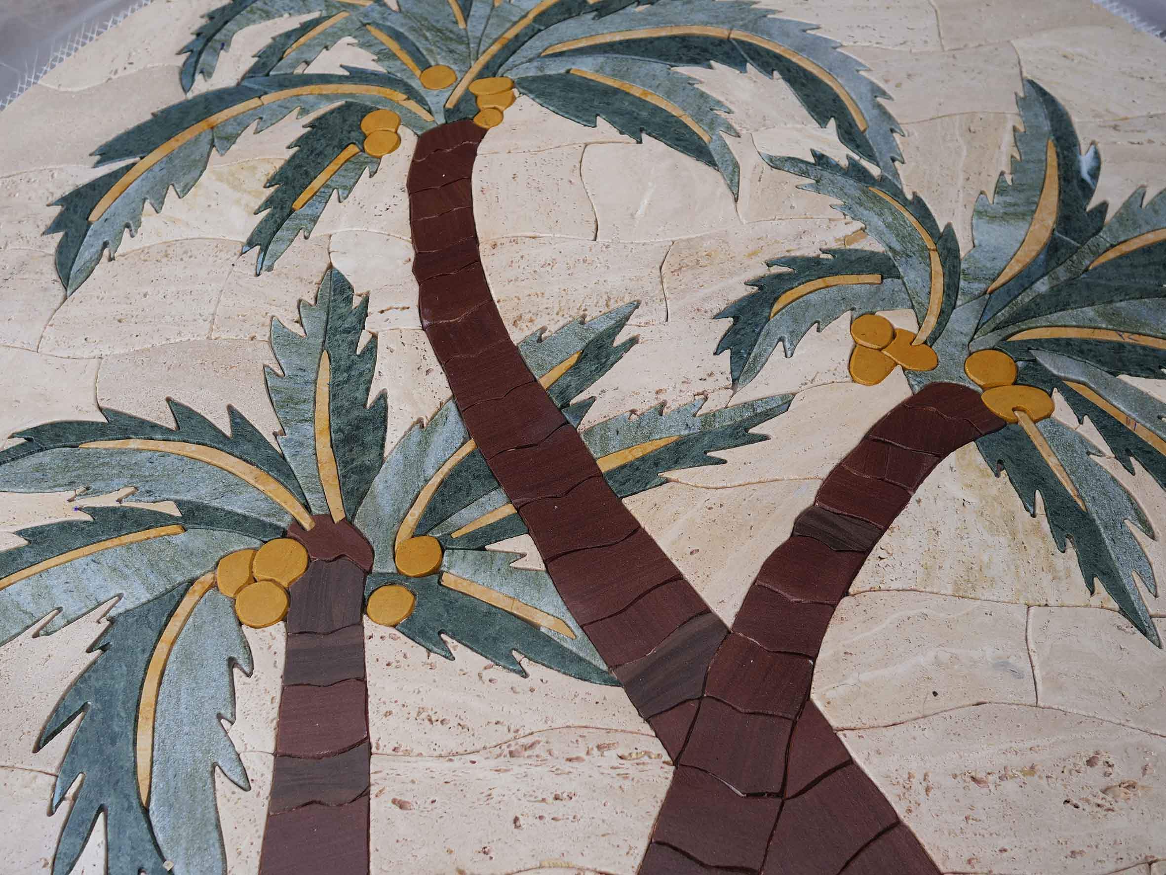 Palm trees petal mosaic medallion flowers and trees