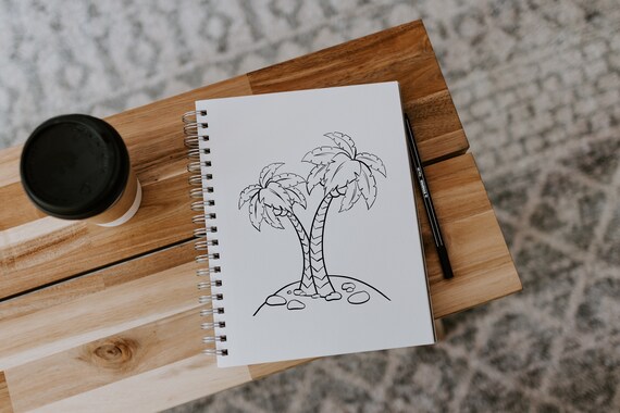 Palm tree png coloring page palm tree clipart digital download