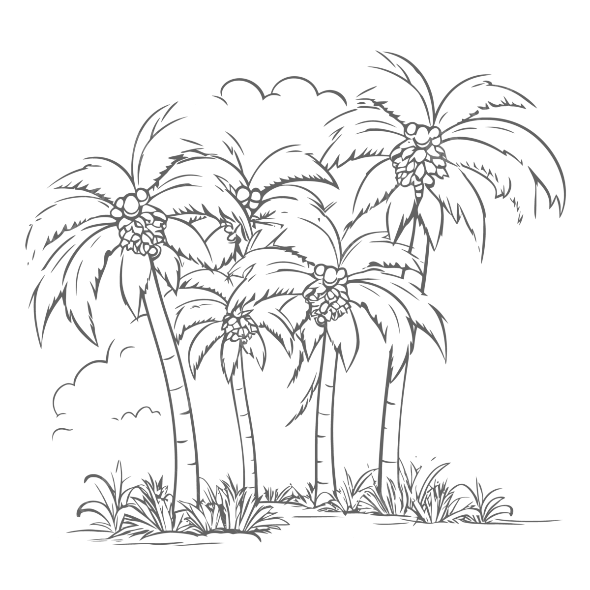 Sketch of a palm tree in a tropical area coloring pages outline drawing vector palm tree drawing tree drawing wing drawing png and vector with transparent background for free download