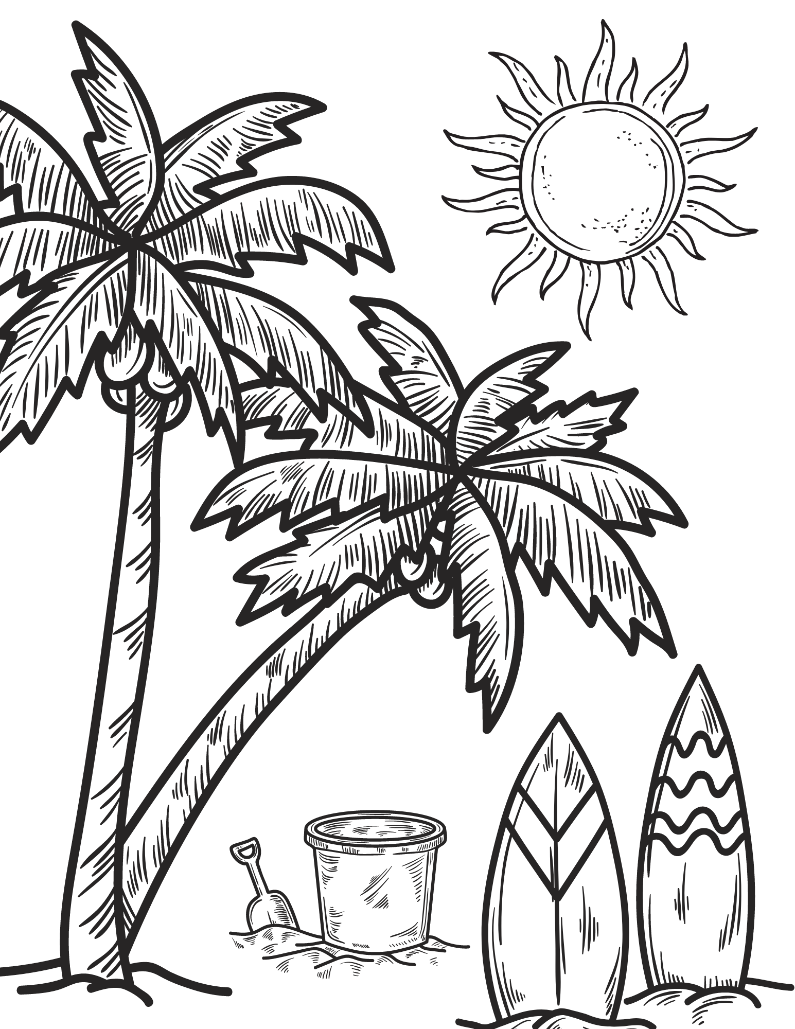 Free printable beach coloring pages for kids and adults