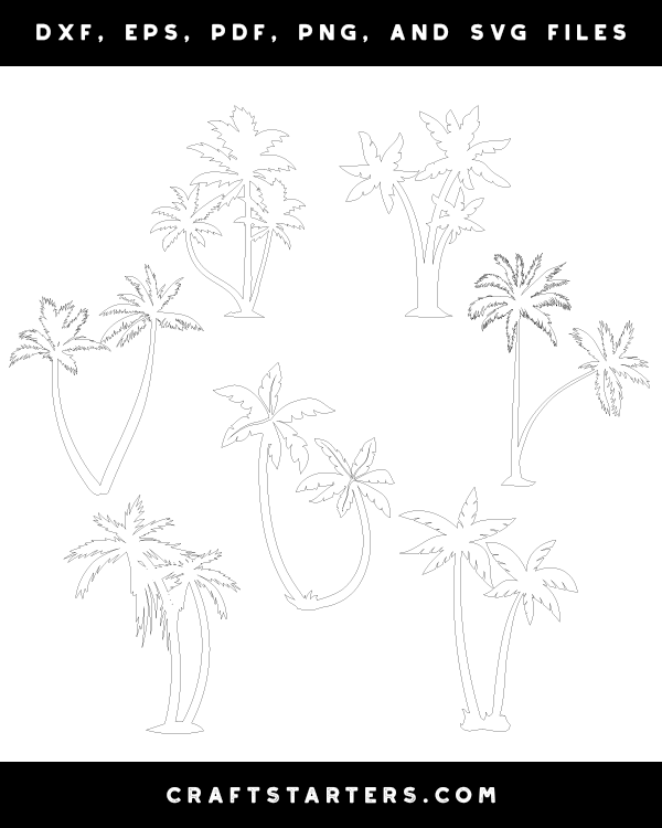 Palm trees outline patterns dfx eps pdf png and svg cut files