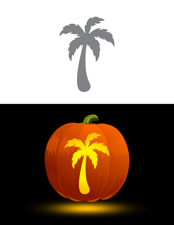 Printable palm tree pumpkin stencil