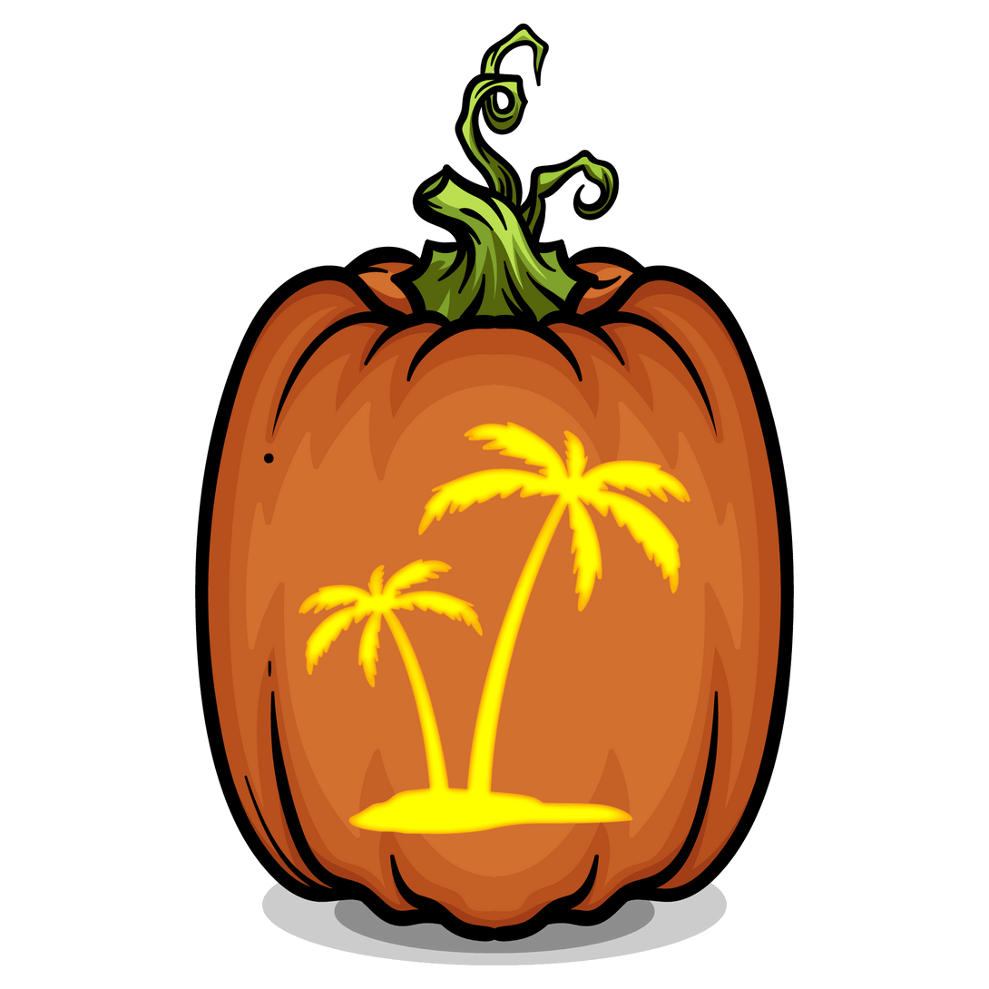 Palm tree pumpkin carving stencil