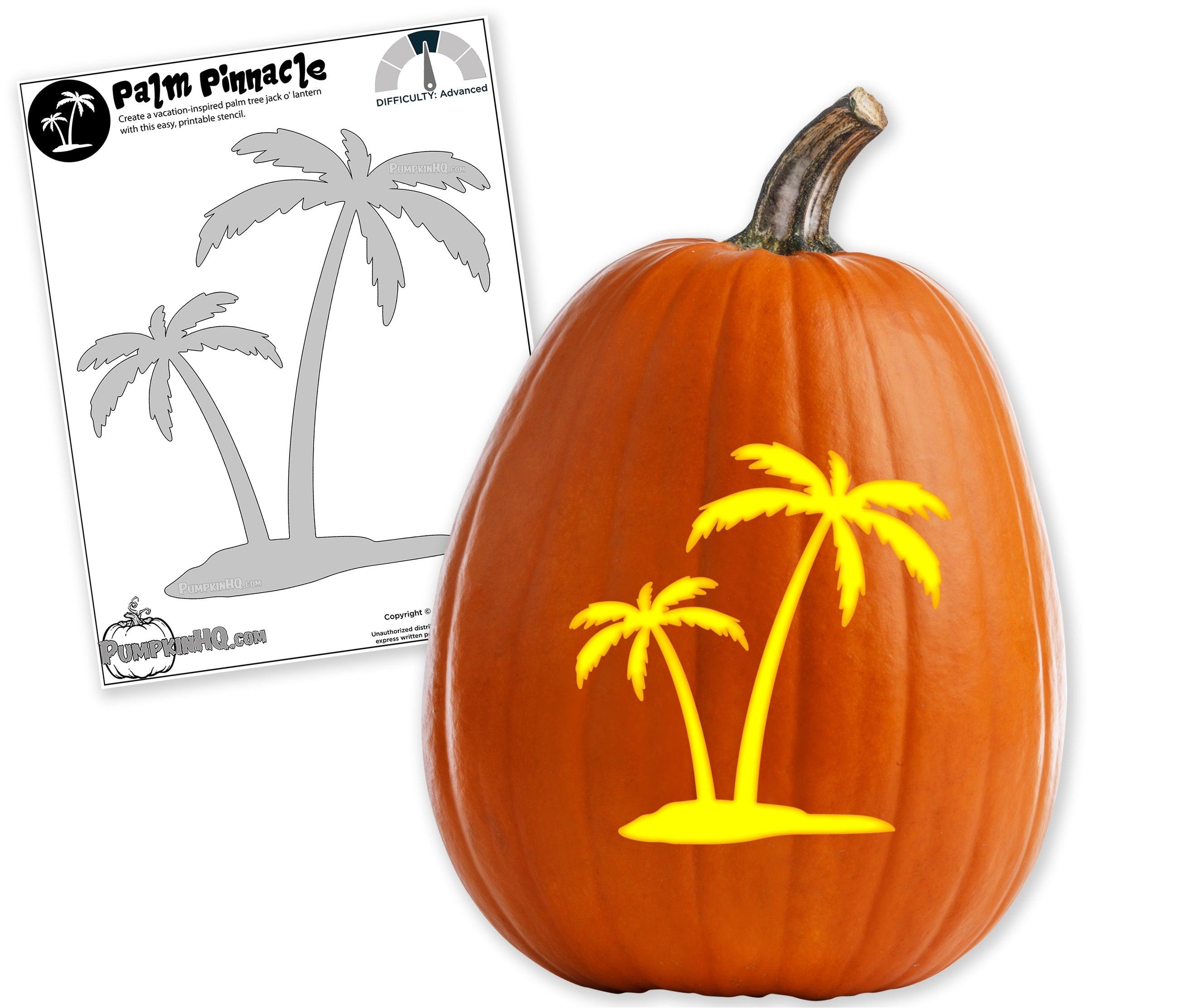 Palm tree pumpkin carving stencil
