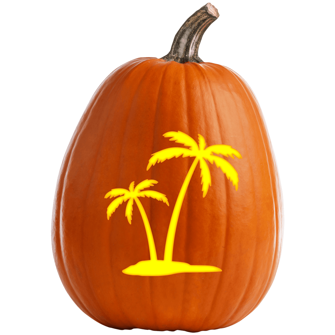 Palm tree pumpkin carving stencil