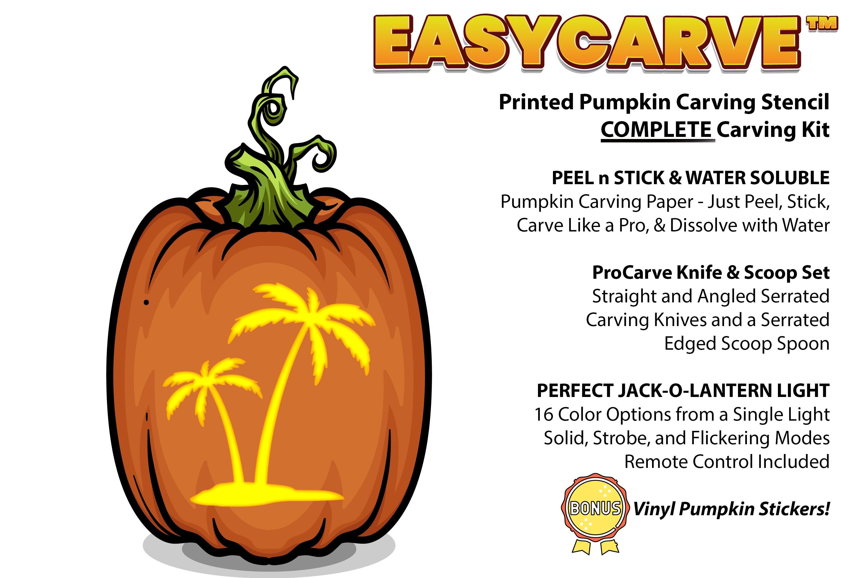 Palm tree pumpkin carving stencil