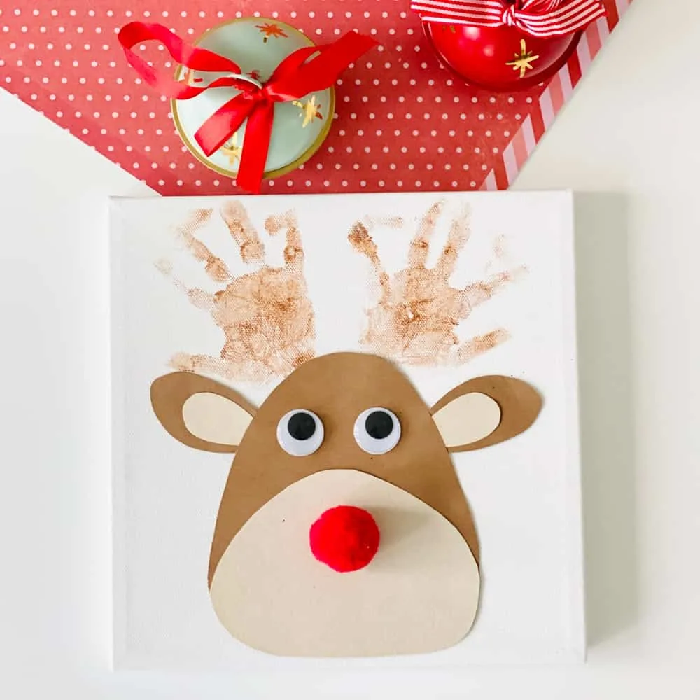 Rudolph reindeer handprint art