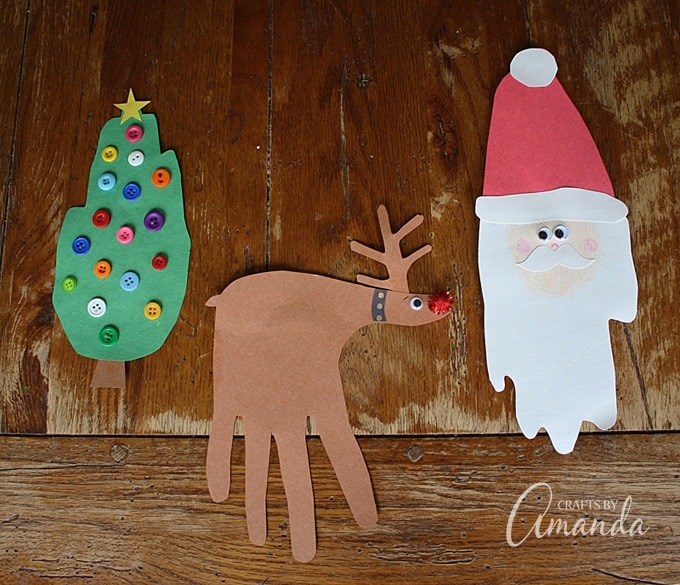 Christmas handprint crafts santa rudolph christmas tree wreath