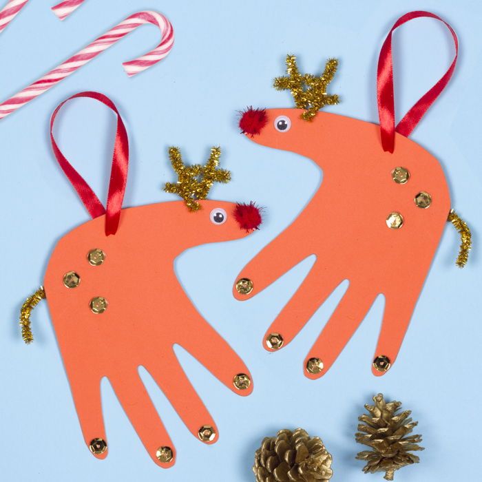 Handprint reindeer craft activity guide baker ross