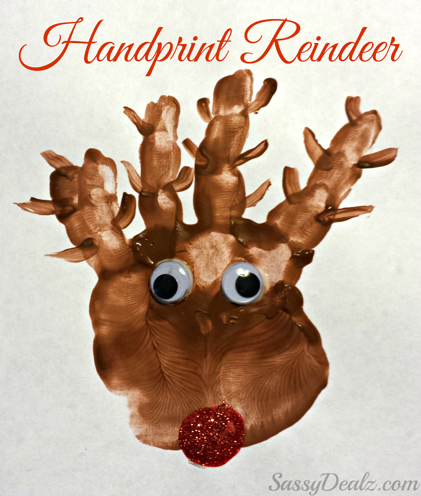 Handprint reindeer christmas craft for kids paint project