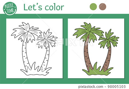 Tropical coloring page for children vector