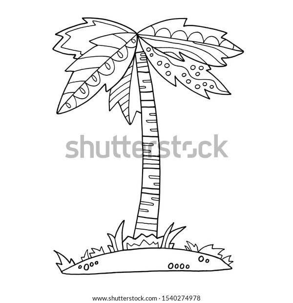 Funny coloring book palm tree printable stock illustration