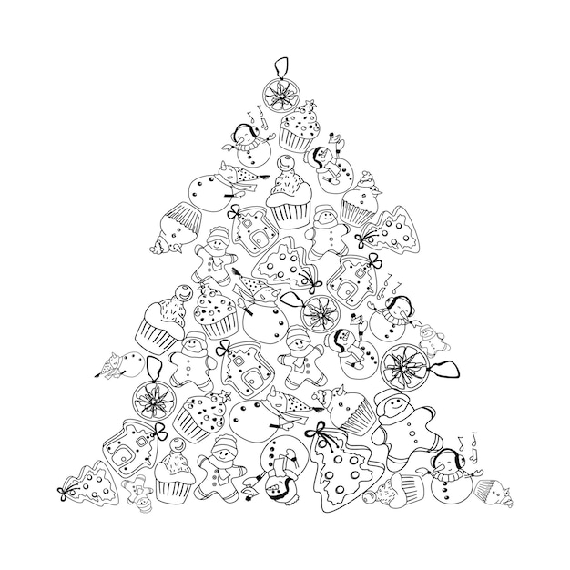Premium vector vector hand drawn template christmas winter doodle elements festive holiday design for background print textile fabrics gift bags wrapping paper