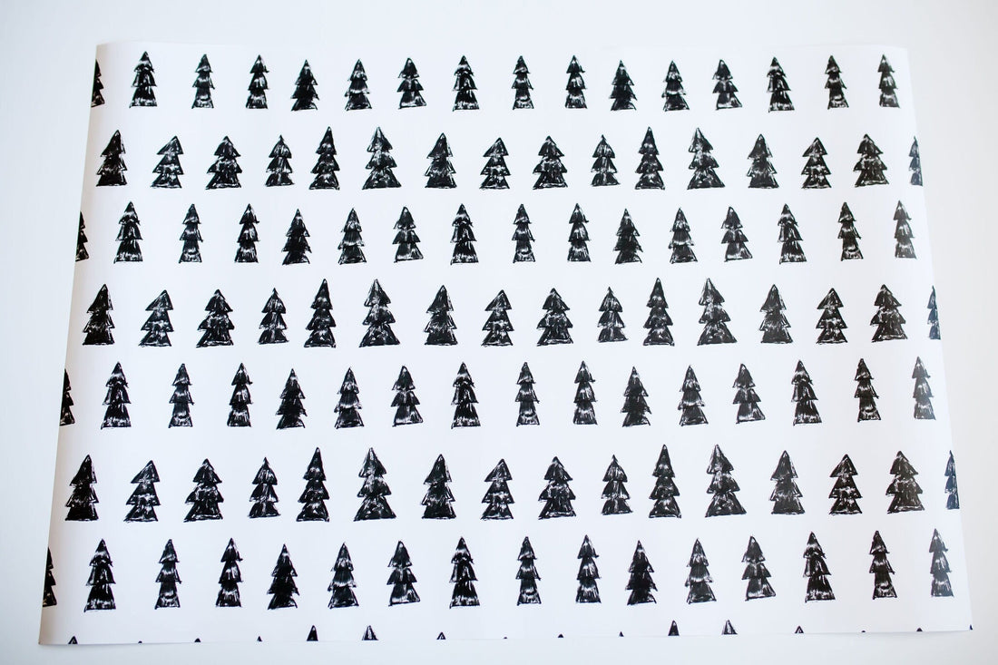 Hand drawn christmas trees wrapping paper sheets
