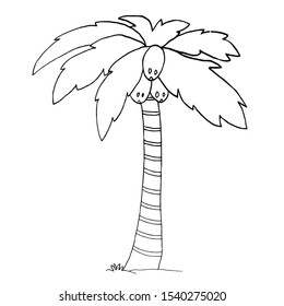 Cool coloring book palm tree kids stock illustration