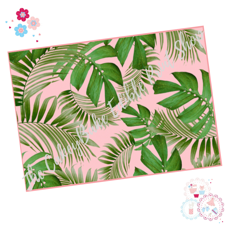 Tropical leaves a edible printed sheet