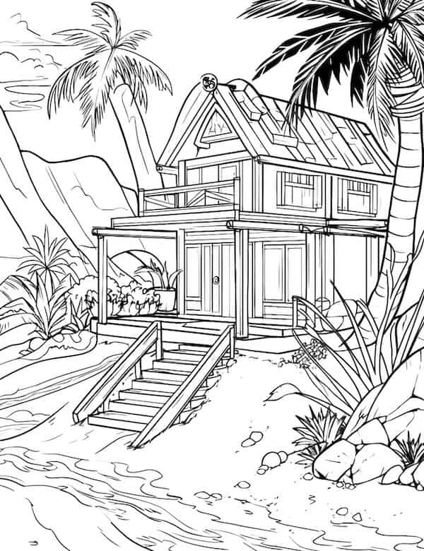 House coloring pages for adults and kids
