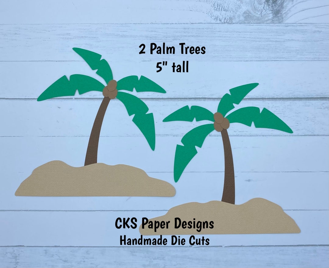 Handmade paper die cut palm trees set of scrapbook page embellishments for scrapbook or paper crafts