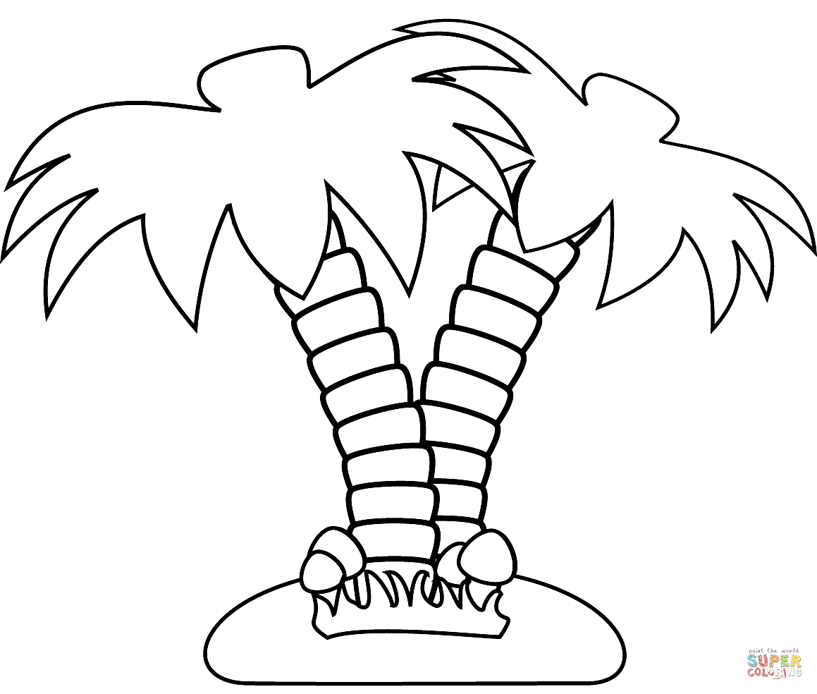 Island with palm trees coloring page free printable coloring pages