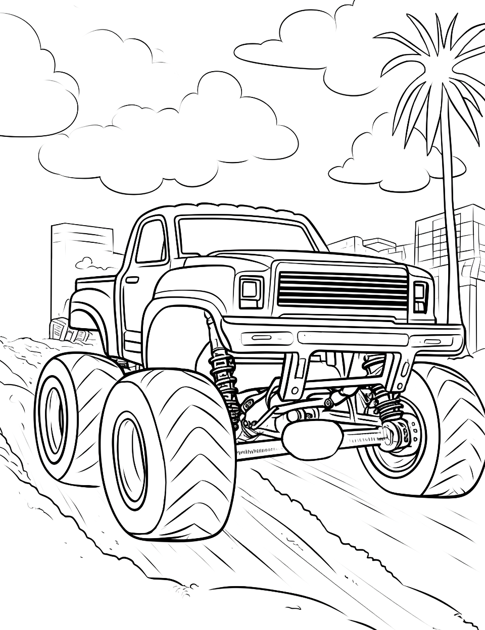 Monster truck coloring pages free printable sheets