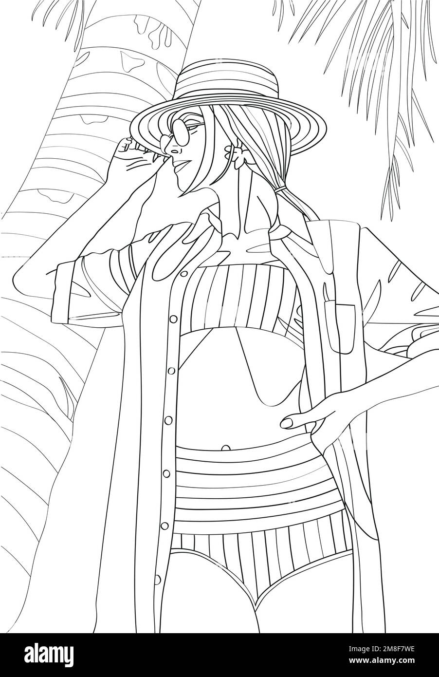 Palm tree line drawing hi