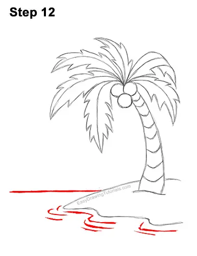 How to draw a palm tree on an island video step