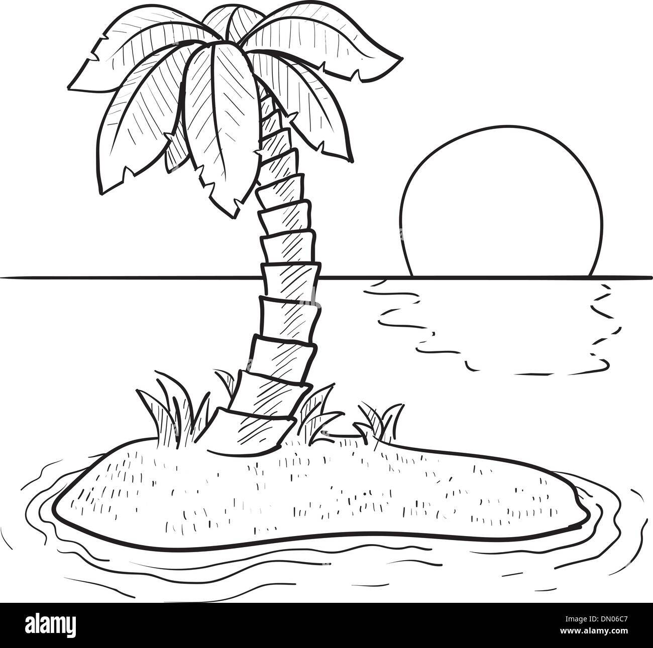 Island sketch black and white stock photos images