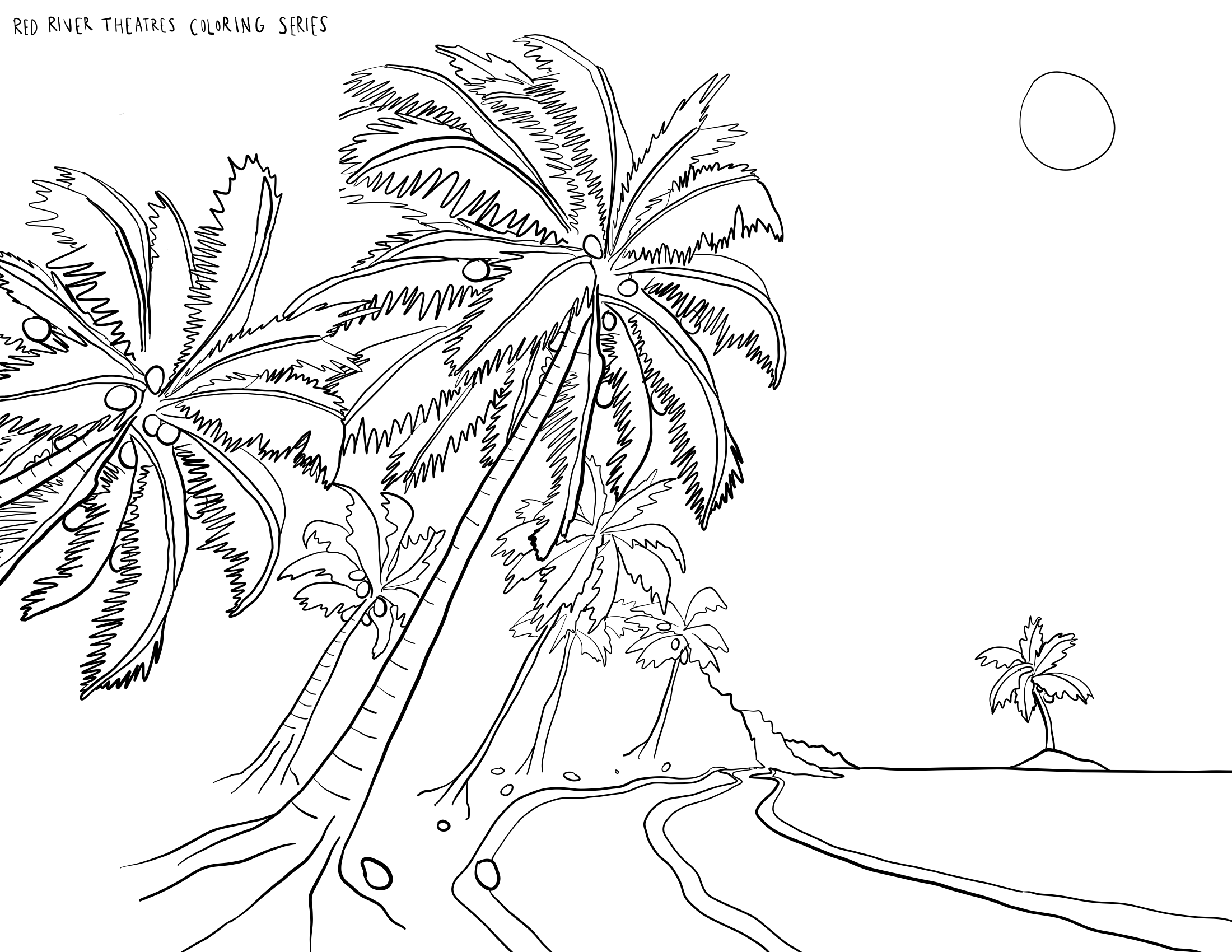 Red river theatres on x in honor of the summery weather and of an exciting announcement ing soon we bring you this tropical island for coloring page wednesday wed love to see