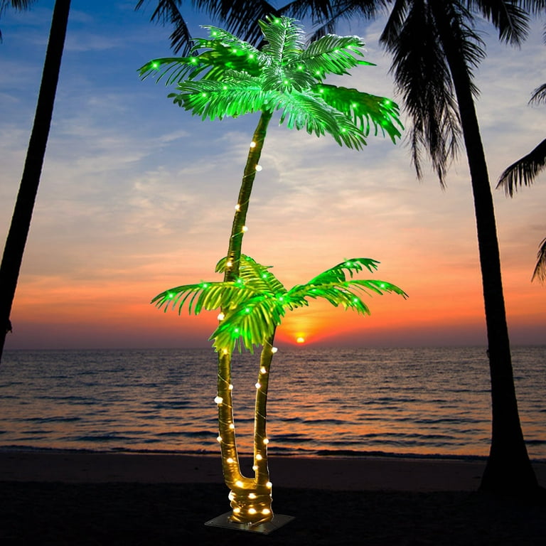 Ft led colorful lighted palm trees with remote control outdoor artificial tropical palm tree lights for patio pool party bar christmas decoration