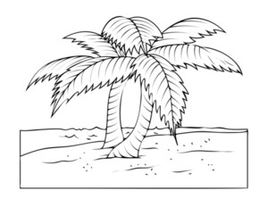 Palm trees at beach drawing royalty
